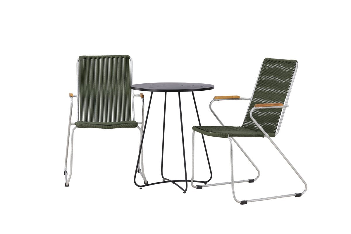 Garten Cafegruppe Malte – 3-teiliges Gartenmöbel-Set mit grünen Stühlen