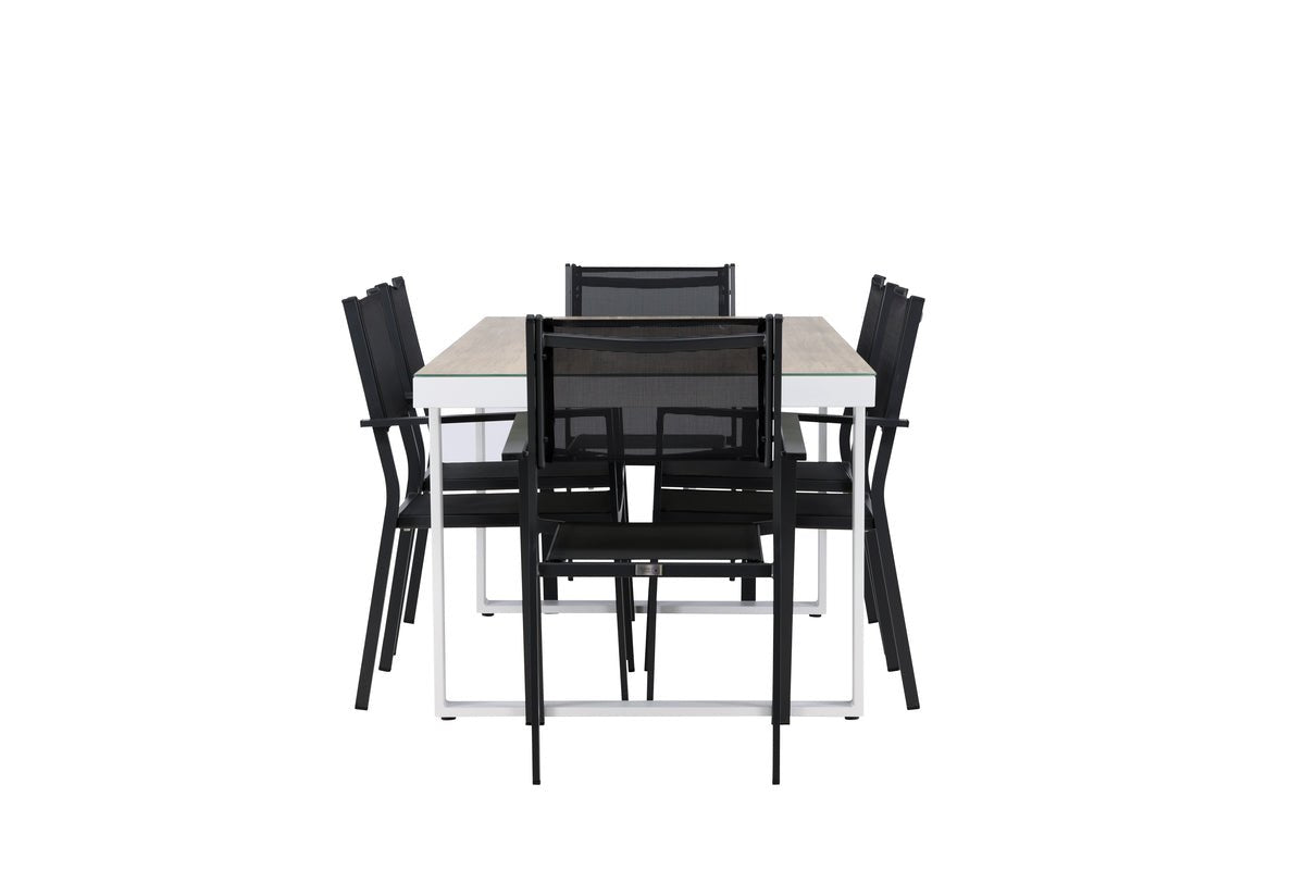 Garten Essgruppe Silva – 7-teiliges Gartenmöbel-Set in Schwarz/Weiß