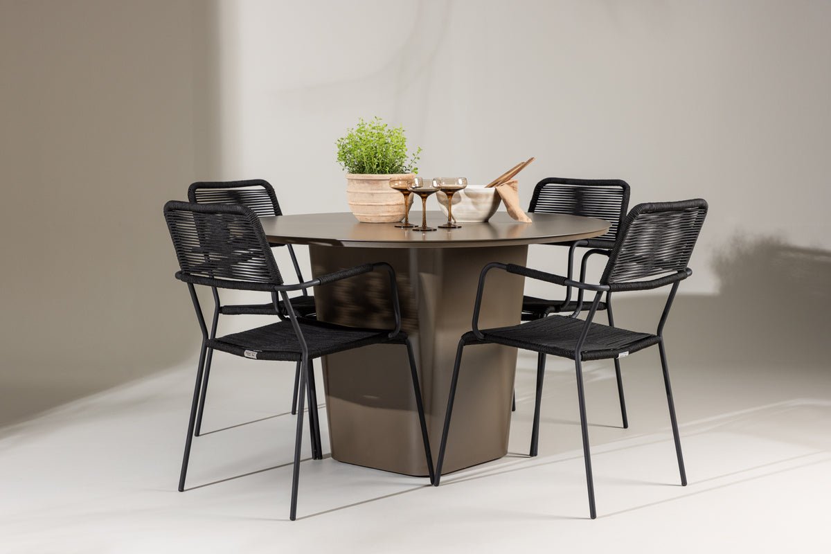 Garten Essgruppe Francesco – 5-teiliges Gartenmöbel-Set mit rundem Tisch aus Aluminium