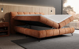 Boxspringbett Milla Cord in Orange (Poso 040) – Stauraum geöffnet
