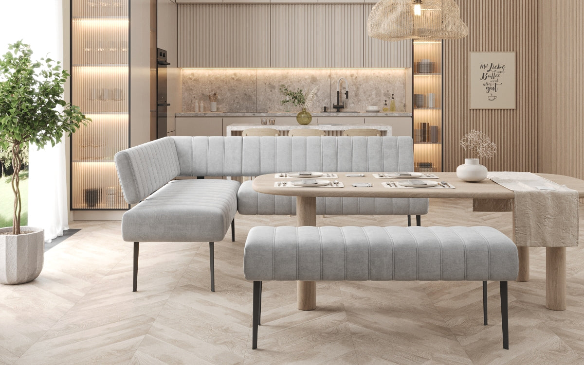 Gepolsterte Essbank Montero aus wasserabweisendem Samt mit Metallbeinen