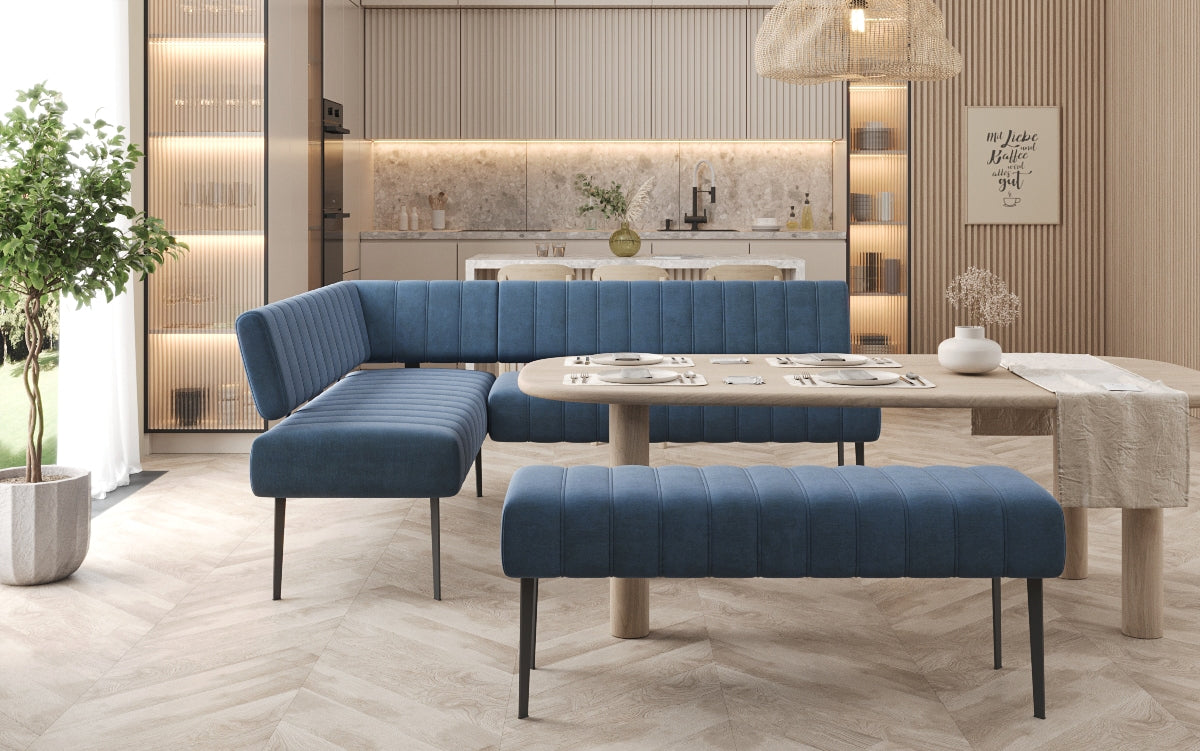 Gepolsterte Essbank Montero aus wasserabweisendem Samt mit Metallbeinen