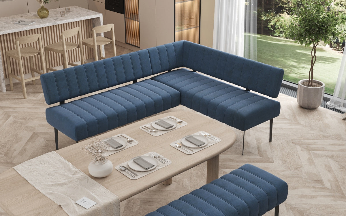 Gepolsterte Essbank Montero aus wasserabweisendem Samt mit Metallbeinen