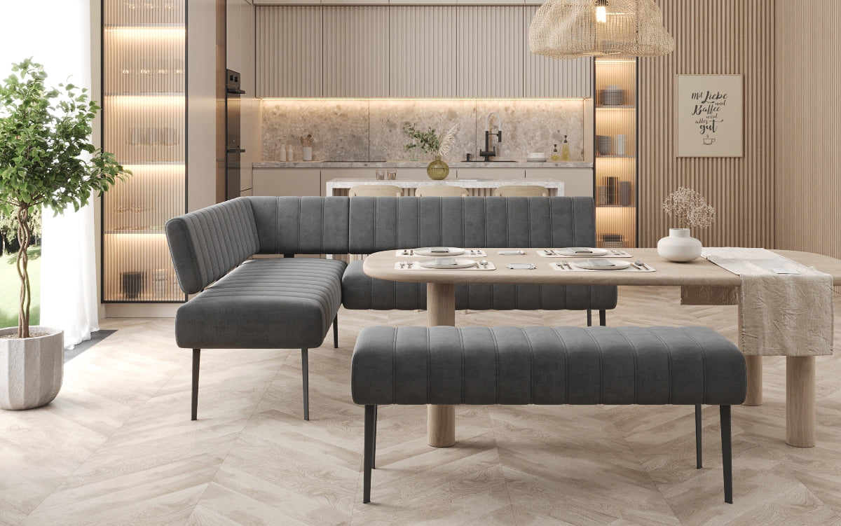 Gepolsterte Essbank Montero aus wasserabweisendem Samt mit Metallbeinen