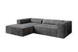 Designer Ecksofa Vasto in Cord – Hellgrau – Links
