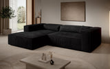 Designer Ecksofa Vasto in Cord – Schwarz – Links