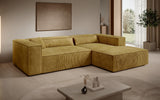 Designer Ecksofa Vasto in Cord – Safran – Rechts