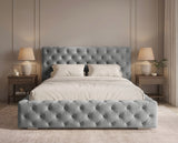 Designer Polsterbett Ria in Samt mit Stauraum – Grau
