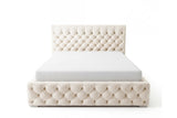 Designer Polsterbett Rivo in Samt mit Stauraum – Beige