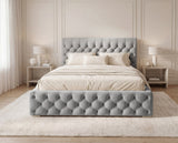 Designer Polsterbett Rivo in Samt mit Stauraum – Grau
