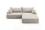 Designer Ecksofa Frido in Samt mit Schlaffunktion & Stauraum – Beige – Rechts