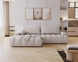 Designer Ecksofa Nemo in Stoff mit Schlaffunktion & Stauraum – Hellgrau – Links