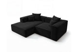 Designer Ecksofa Reno in Samt – Schwarz – Links