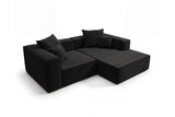 Designer Ecksofa Reno in Samt – Schwarz – Rechts