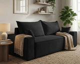 Designer 3 Sitzer Sofa Rego in Samt mit Schlaffunktion & Stauraum – Schwarz