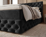 Boxspringbett Castella Samt mit Stauraum – Schwarz