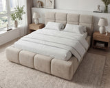 Designer Polsterbett Vero in Samt mit Stauraum – Beige