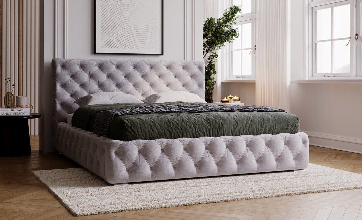 Designer Polsterbett Horizon in Samt mit Stauraum