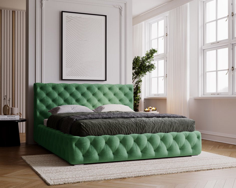 Designer Polsterbett Horizon in Samt mit Stauraum