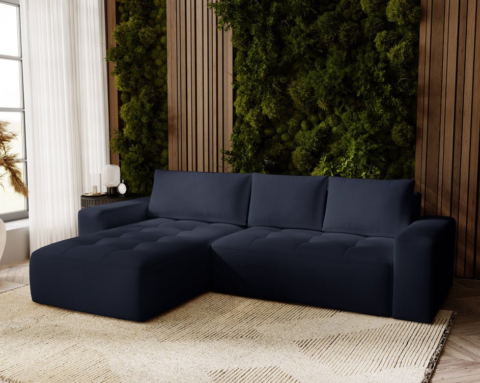 Designer Sofa Nordic Samt mit Schlaffunktion und Stauraum