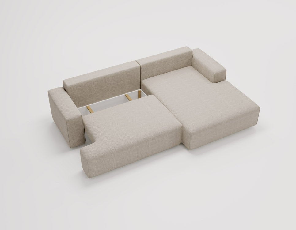 Designer Sofa Siena Bouclé mit Schlaffunktion und Stauraum