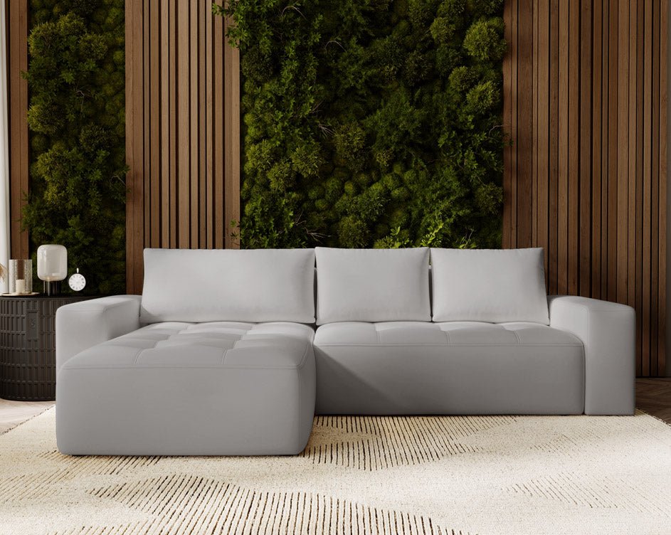 Designer Sofa Nordic Samt mit Schlaffunktion und Stauraum