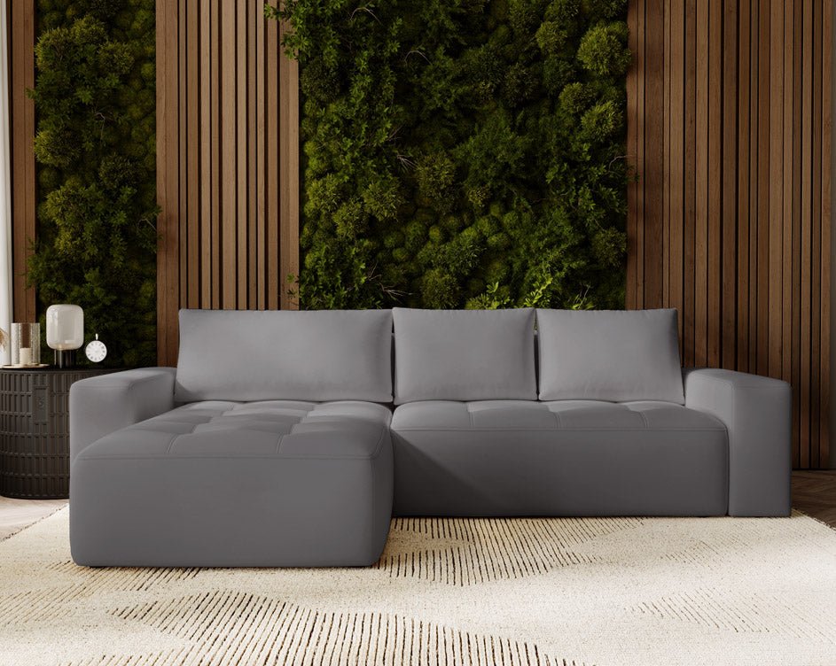 Designer Sofa Nordic Samt mit Schlaffunktion und Stauraum