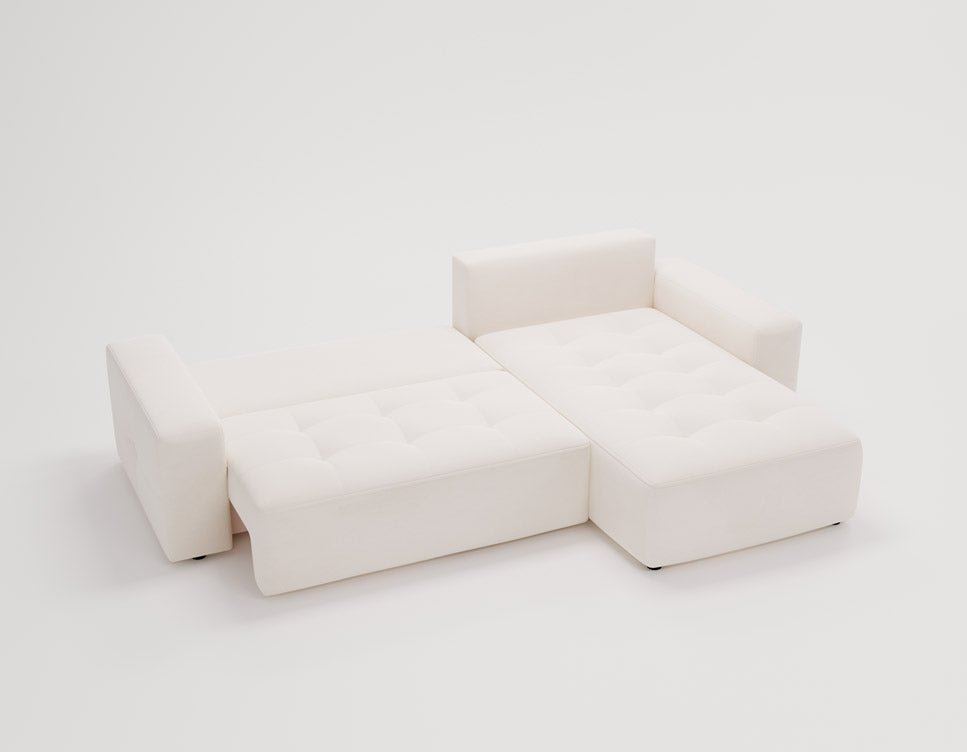 Designer Sofa Nordic Samt mit Schlaffunktion und Stauraum