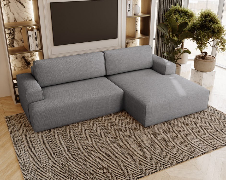 Designer Sofa Siena Bouclé mit Schlaffunktion und Stauraum