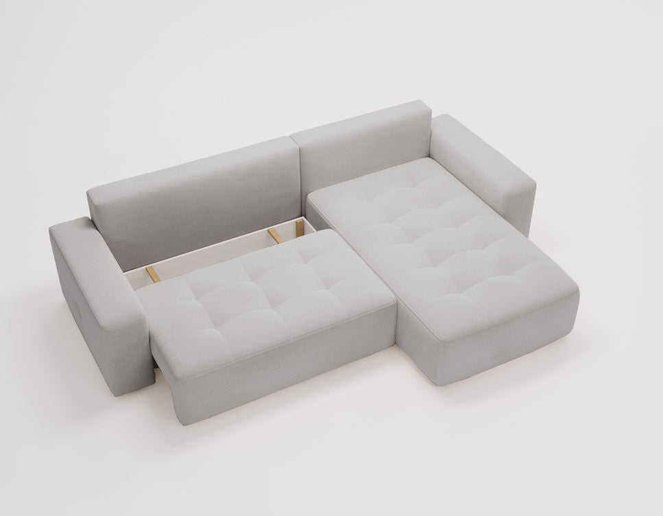 Designer Sofa Nordic Samt mit Schlaffunktion und Stauraum