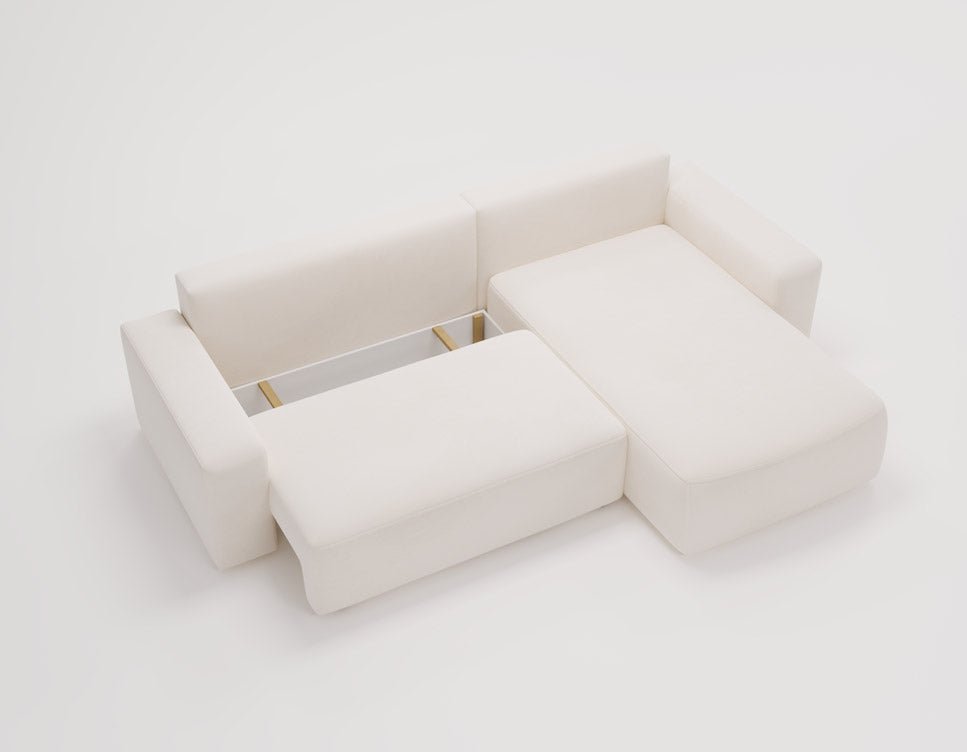 Designer Sofa Celina Samt mit Schlaffunktion und Stauraum