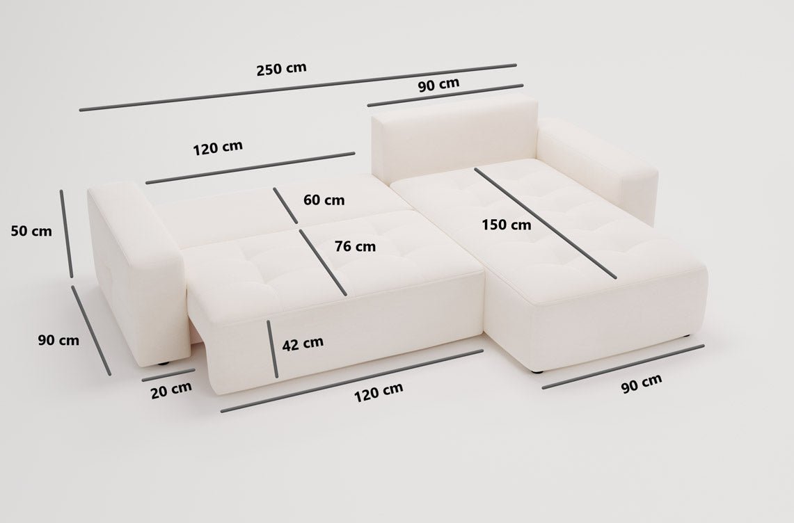 Designer Sofa Nordic Samt mit Schlaffunktion und Stauraum
