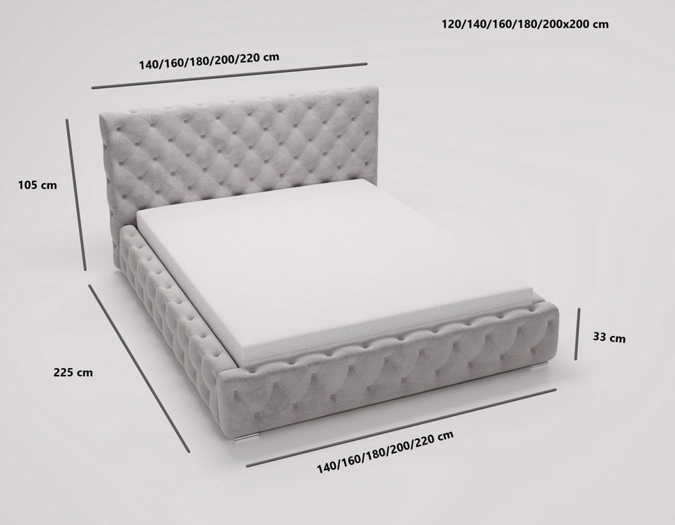 Designer Polsterbett Horizon in Samt mit Stauraum