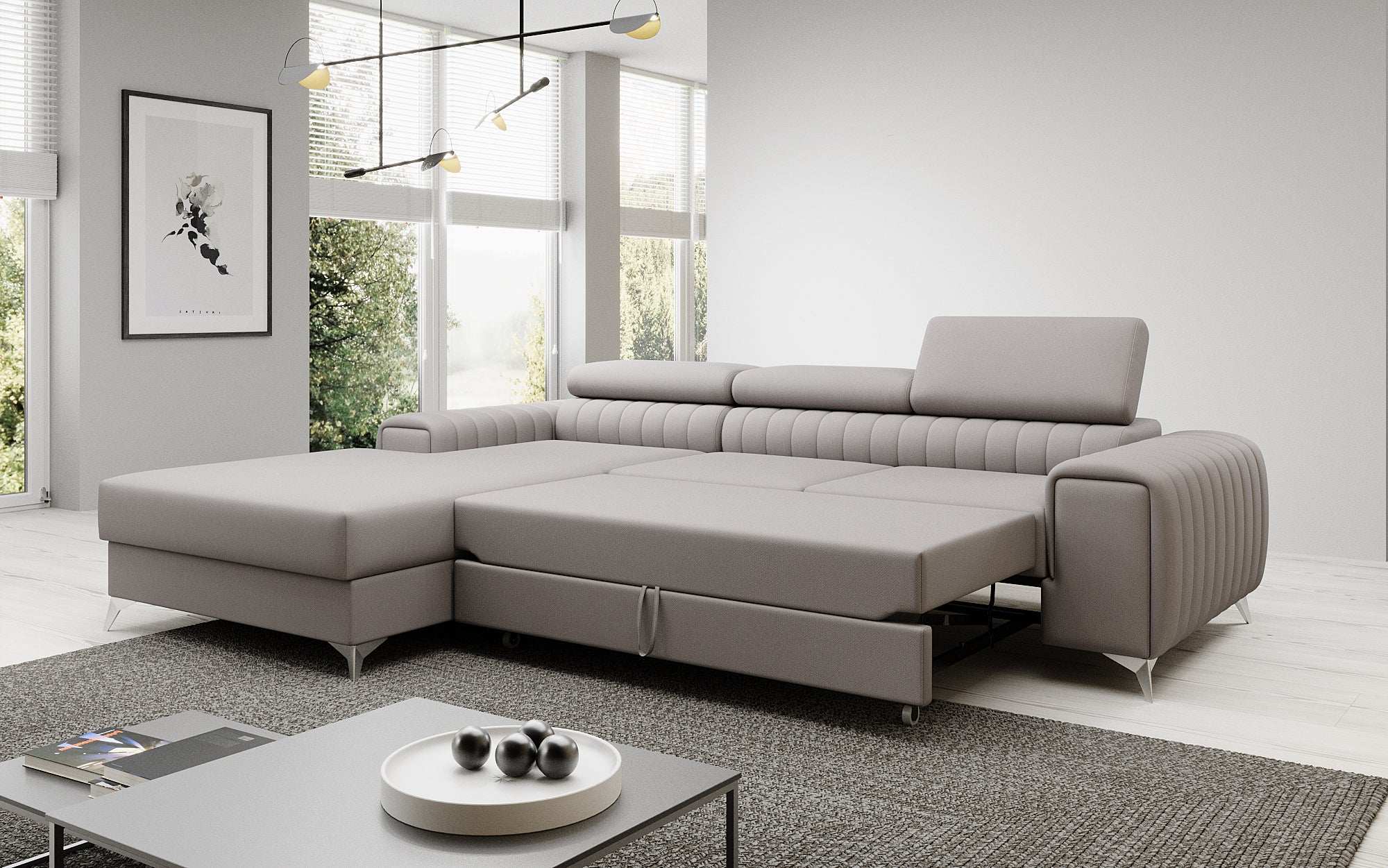 Designer Sofa Melinda mit Schlaf- und Klappfunktion