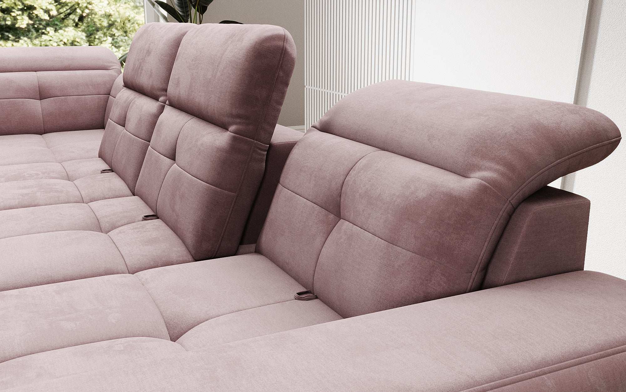 Designer Sofa Nerio mit verstellbarer Kopf- und Rückenlehne