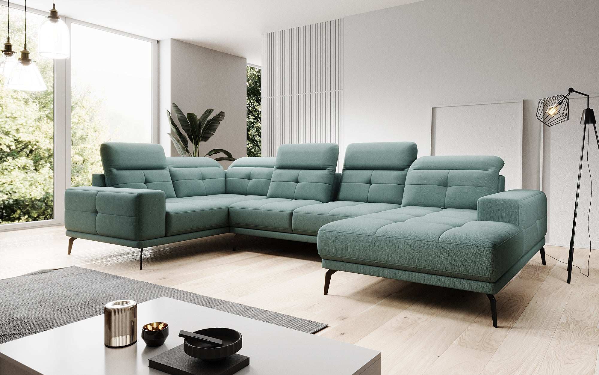 Designer Sofa Nerio mit verstellbarer Kopf- und Rückenlehne