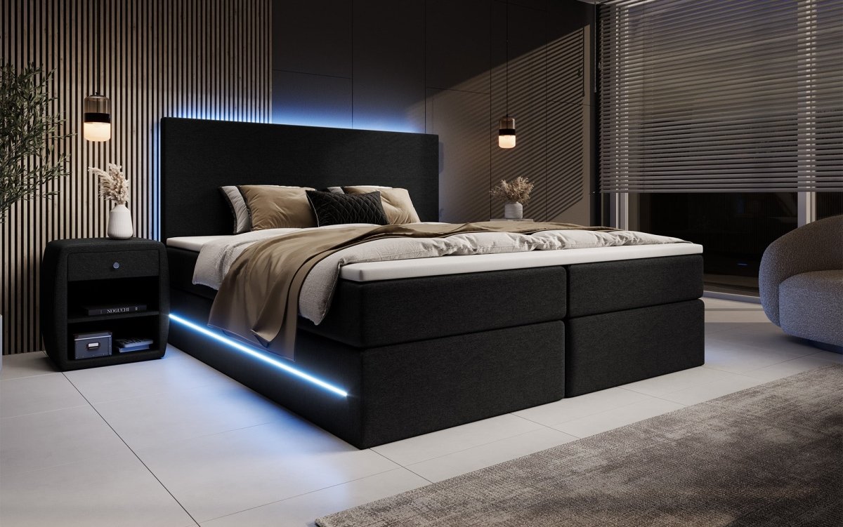 Boxspringbett Arito mit LED u. Stauraum - Luxusbetten24
