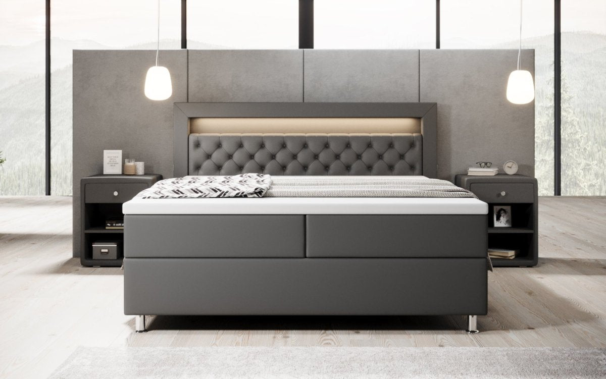 Boxspringbett Tesero mit USB, RGB und Stauraum - Luxusbetten24