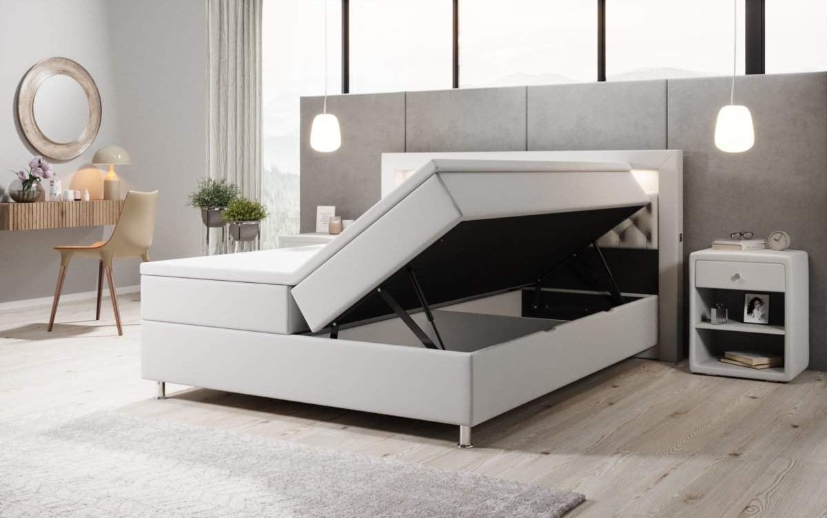 Boxspringbett Tesero mit USB, RGB und Stauraum - Luxusbetten24