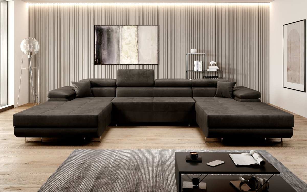 Designer Sofa Calvera U mit mit Schlaf- und Klappfunktion - Luxusbetten24