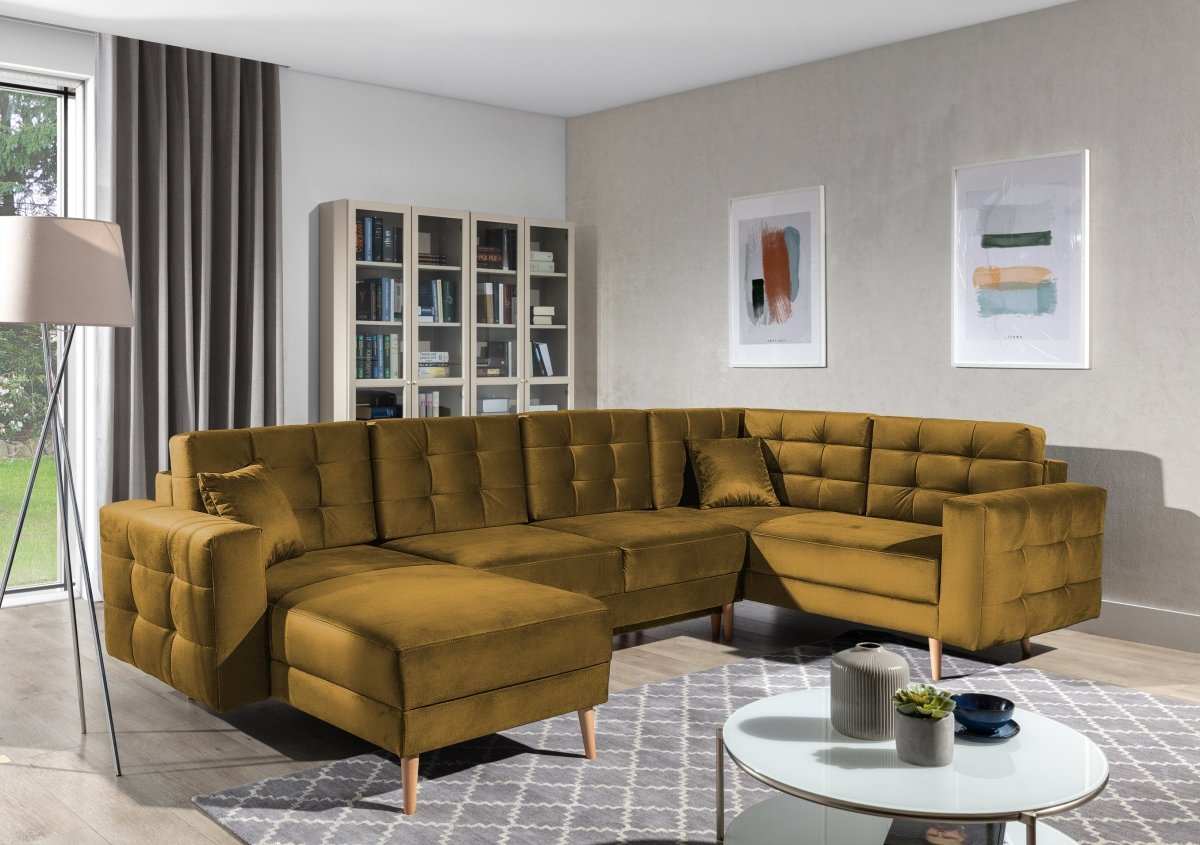 Designer Sofa Fjord U mit Schlaffunktion und Stauraum - Luxusbetten24
