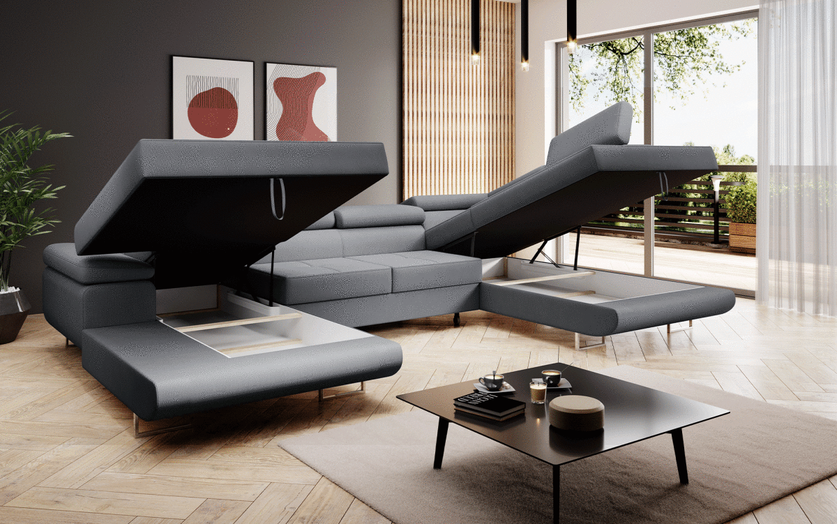 Designer Sofa Matera mit Schlaf- und Klappfunktion (Stoff)