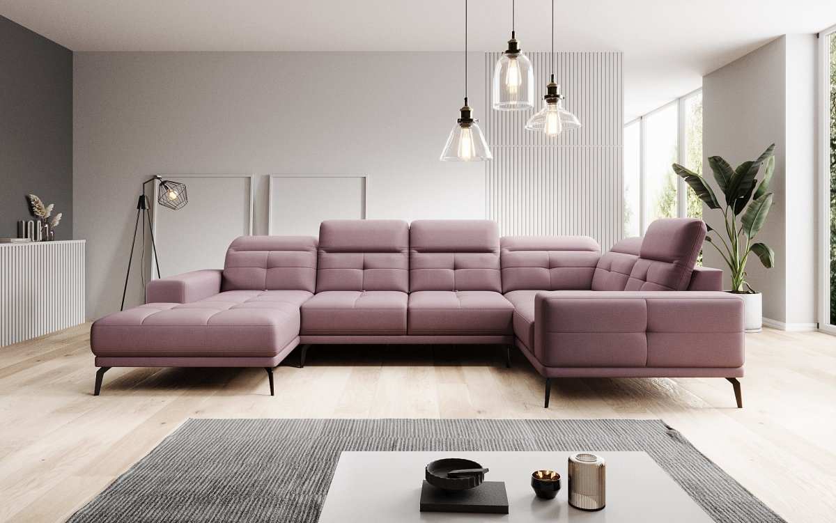 Designer Sofa Nerio mit verstellbarer Kopf- und Rückenlehne - Luxusbetten24