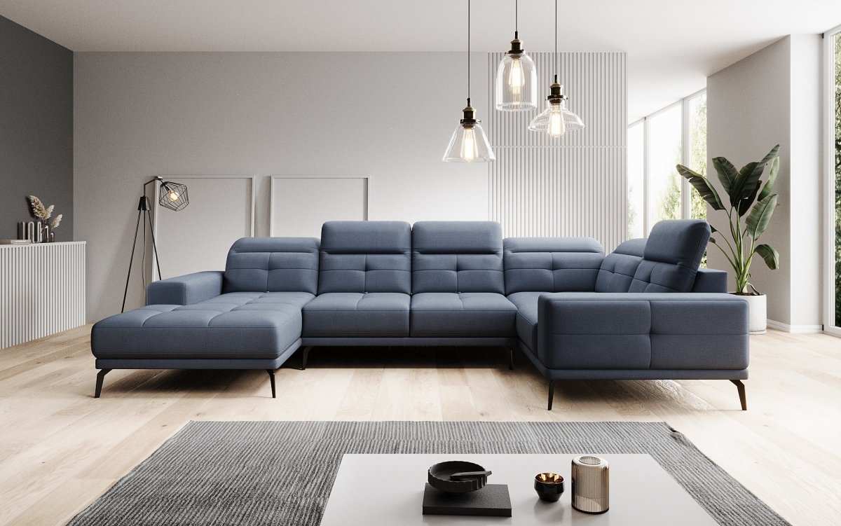 Designer Sofa Nerio mit verstellbarer Kopf- und Rückenlehne - Luxusbetten24