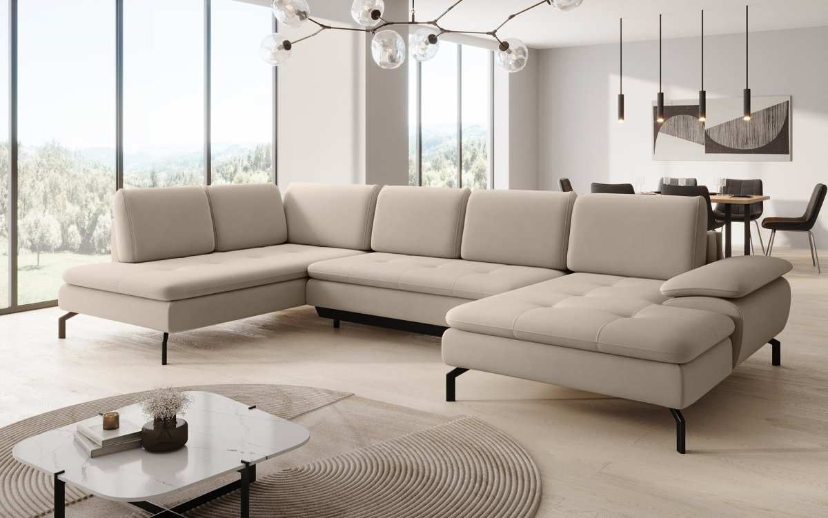 Designer Sofa Verila U mit Schlaf- und Klappfunktion - Luxusbetten24