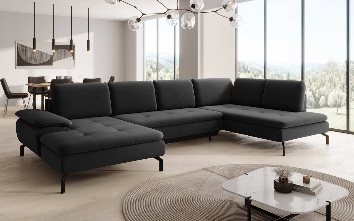 Designer Sofa Verila U mit Schlaf- und Klappfunktion - Luxusbetten24