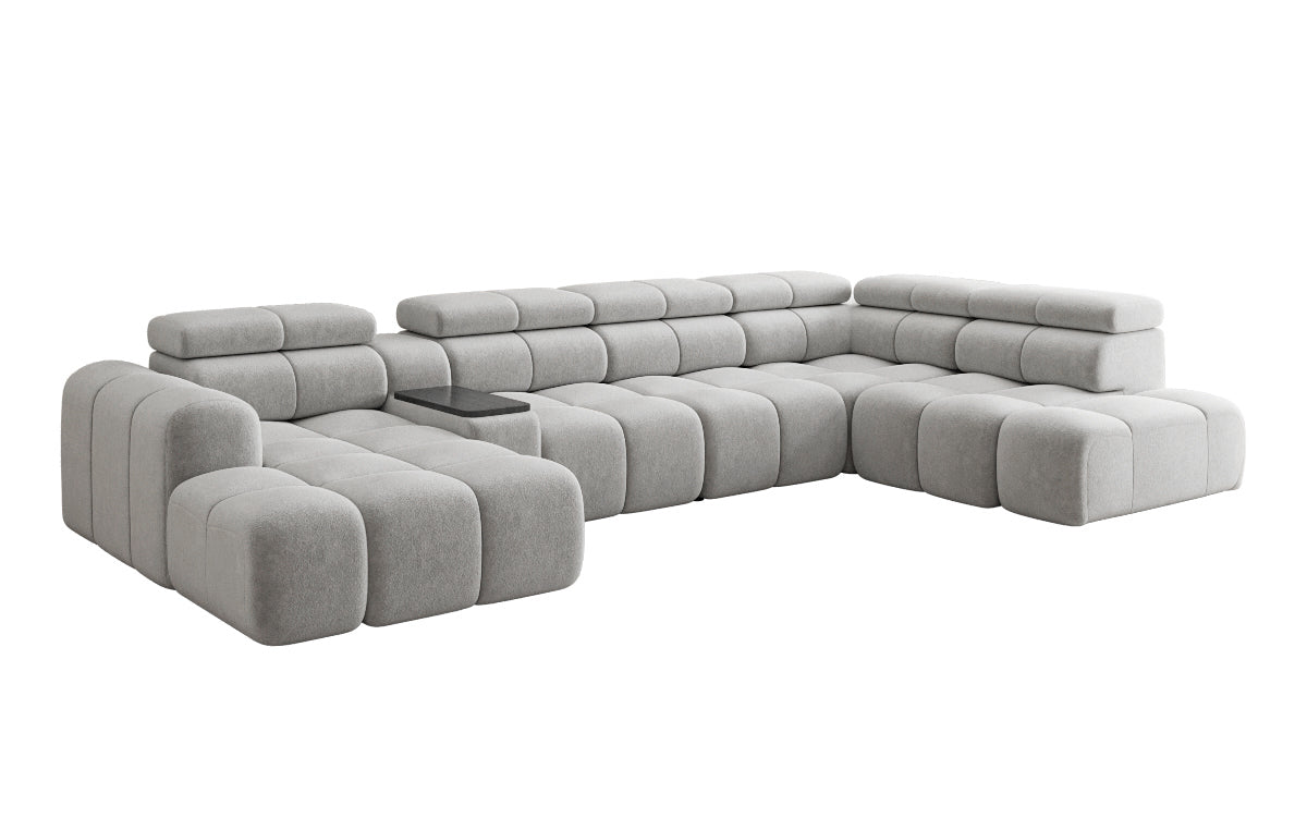 Canapé design d'angle Mia avec extension électrique d'assise en Chenille