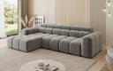 Designer Ecksofa Mia mit elektrischer Sitzerweiterung in Chenille
