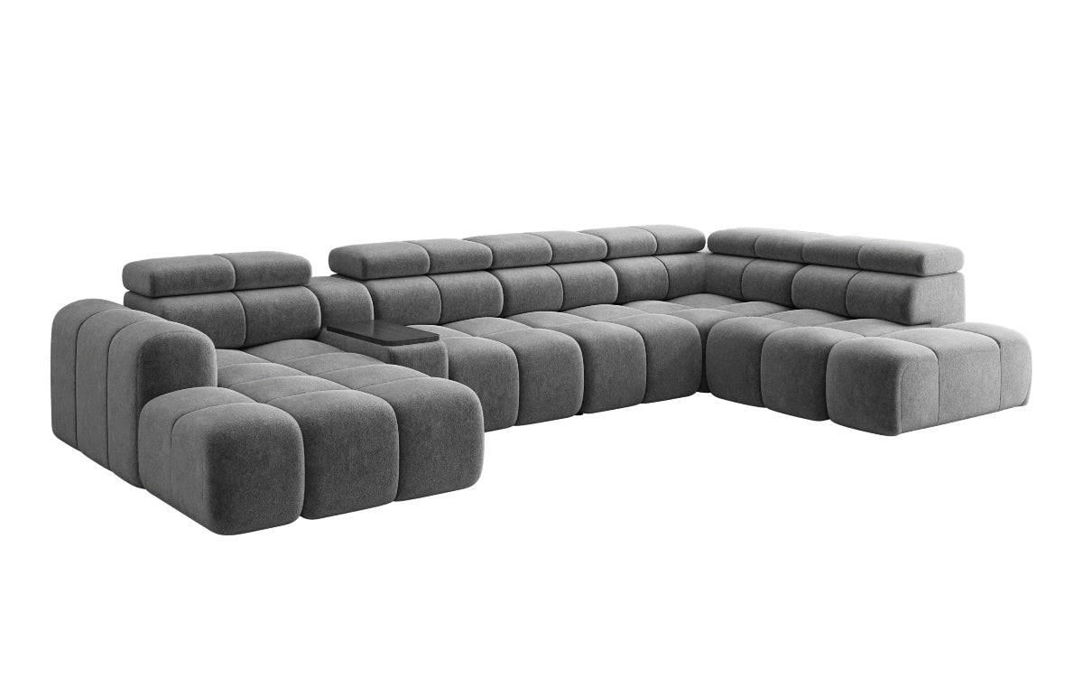 Canapé design d'angle Mia avec extension électrique d'assise en Chenille