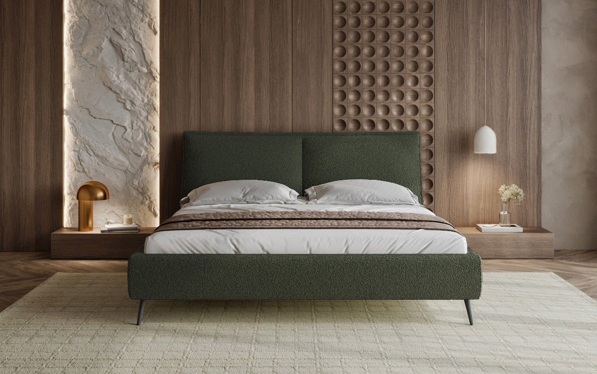 Lit design Zoe Bouclé avec espace de rangement